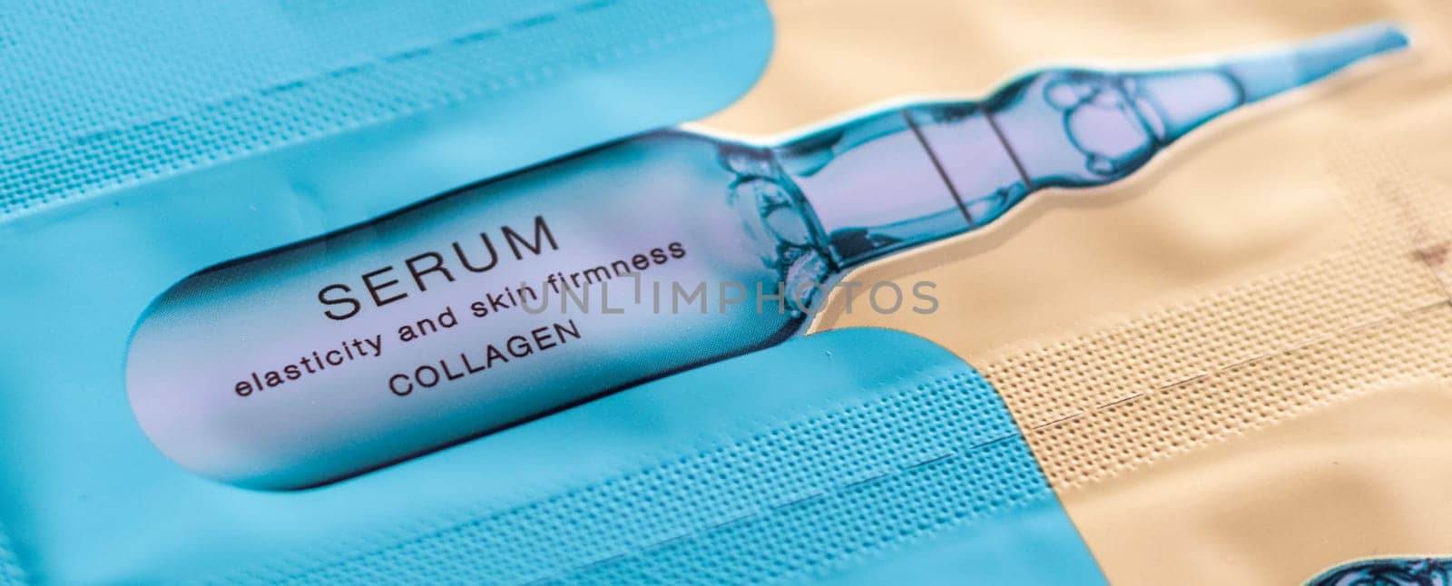 Close up shot of the collagen serum solution treatment for face and neck