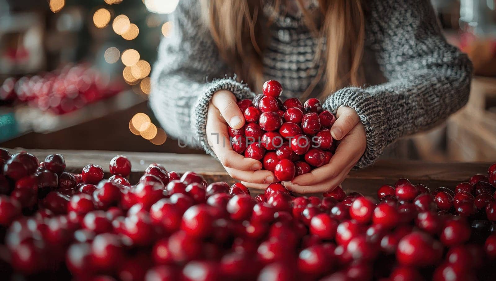 Child's Hands Holding Fresh Cherries, A Festive Abundance