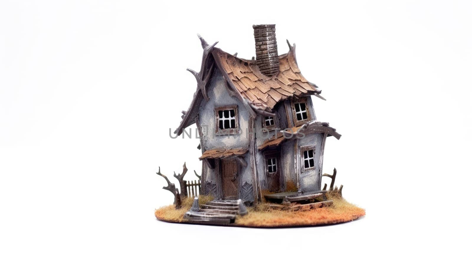 Detailed Illustration of a Spooky Haunted House Isolated on White Background for Halloween Projects.