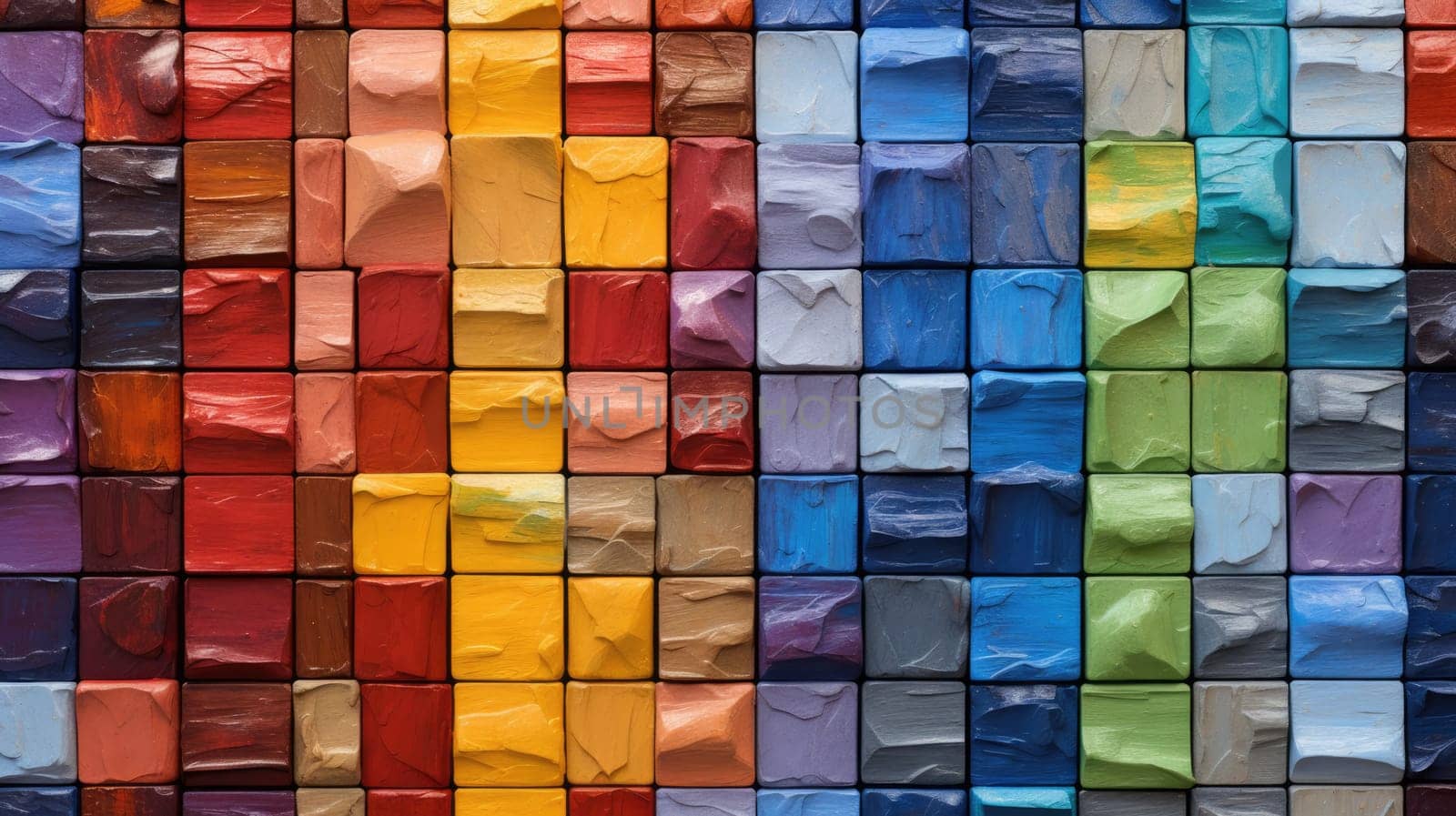 Eye-Catching Vibrant 3D Wooden Mosaic Wall Art Background for Websites and Blogs.