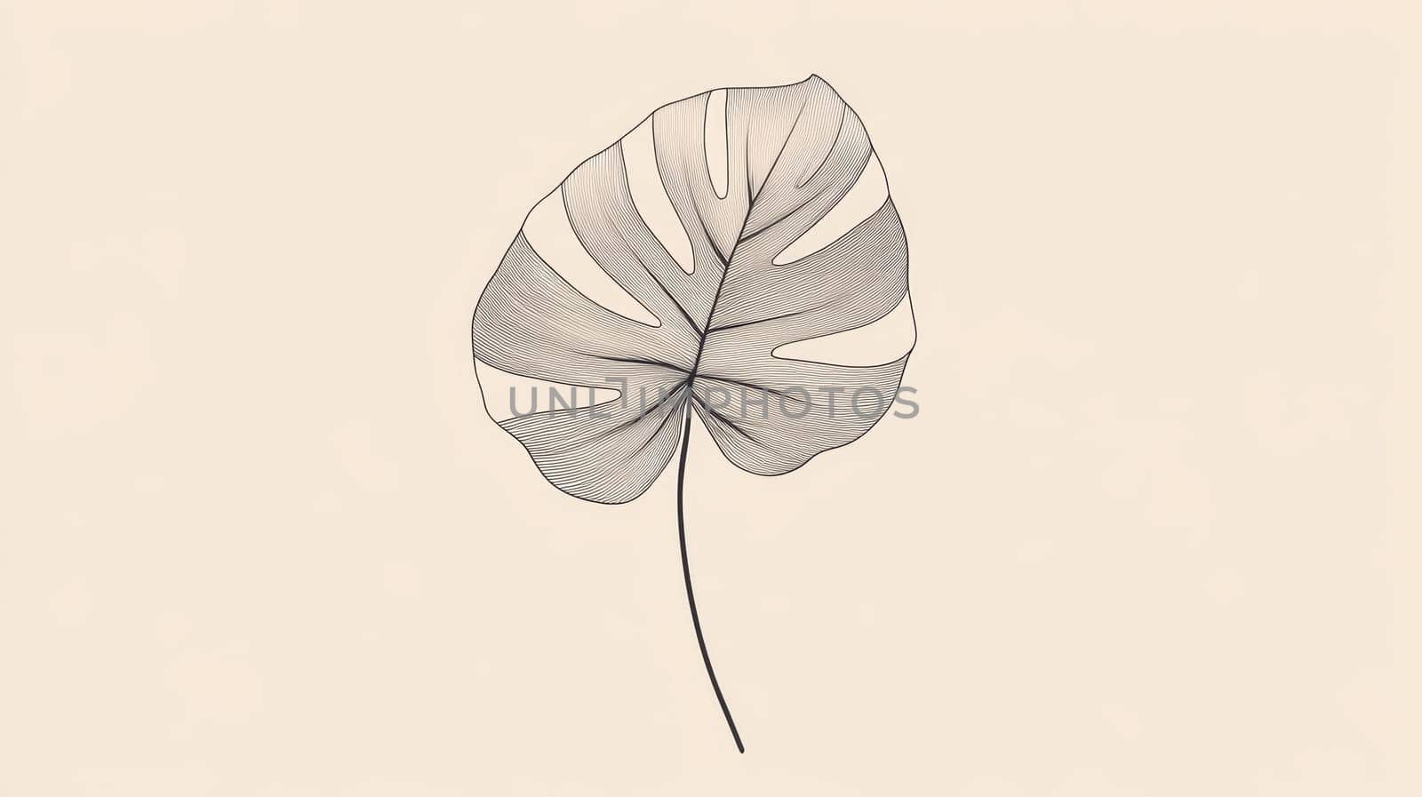 Monstera leaf illustration on beige background.