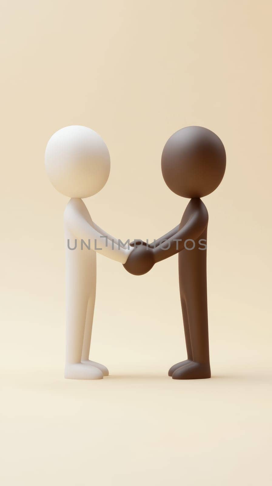 Two minimalist figures shaking hands in harmony.