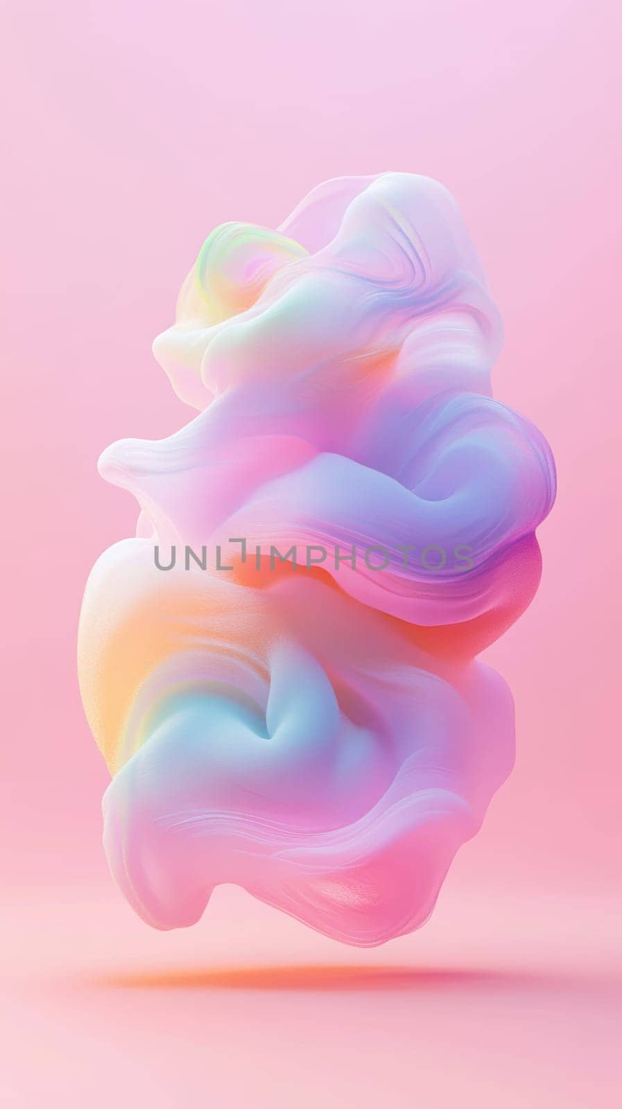 pastel colored abstract smoke cloud on pink background.