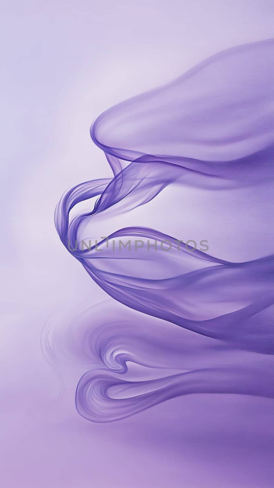 Purple flowing abstract shapes on soft background.