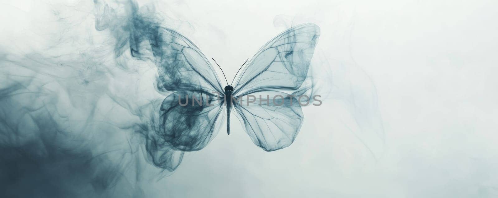 ethereal smoke butterfly in soft focus, artistic abstraction concept.