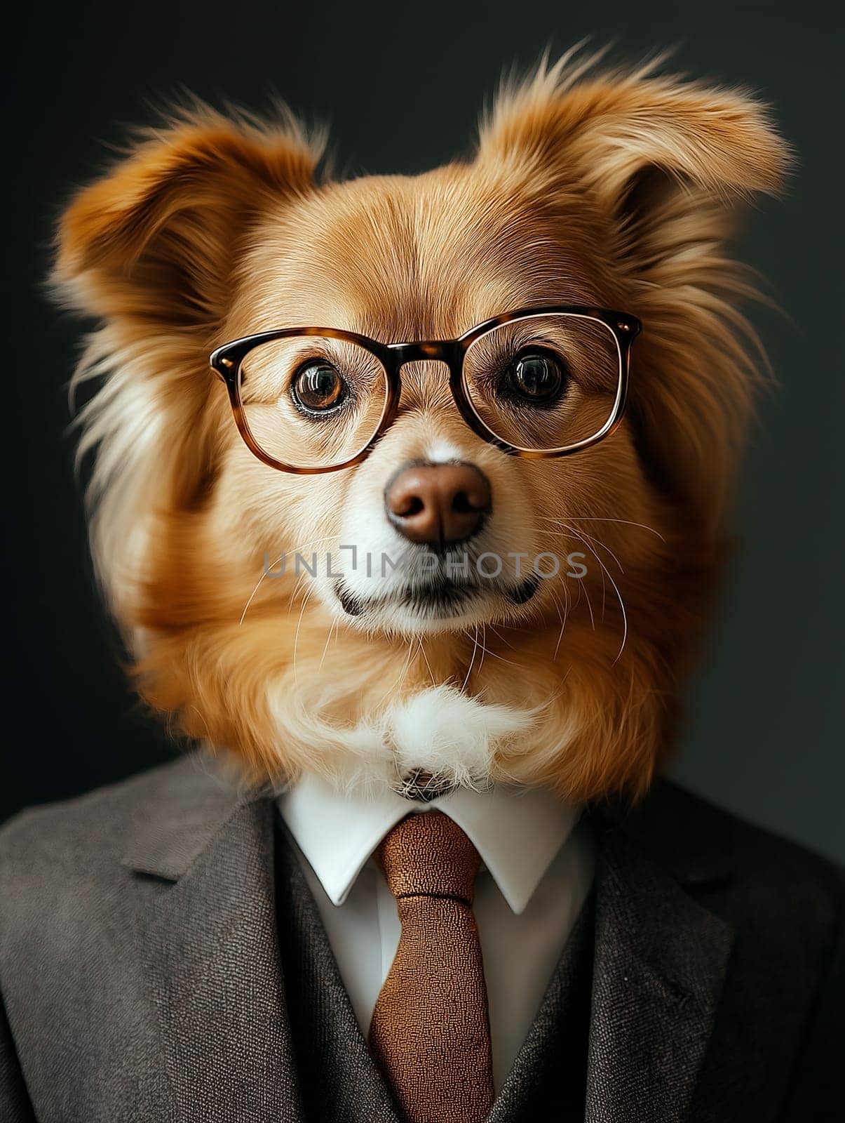 dog looking like a manager in a suit and tie