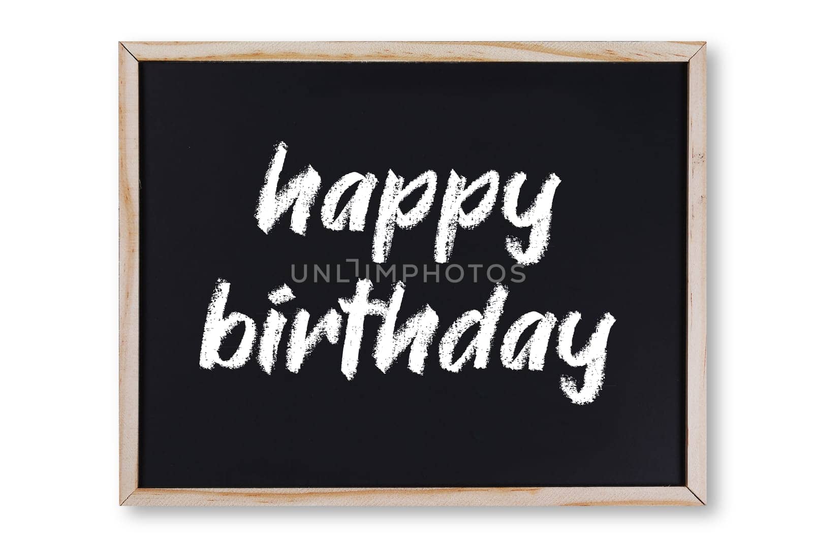 A happy birthday concept chalk on chalkboard with clipping path to remove shadow