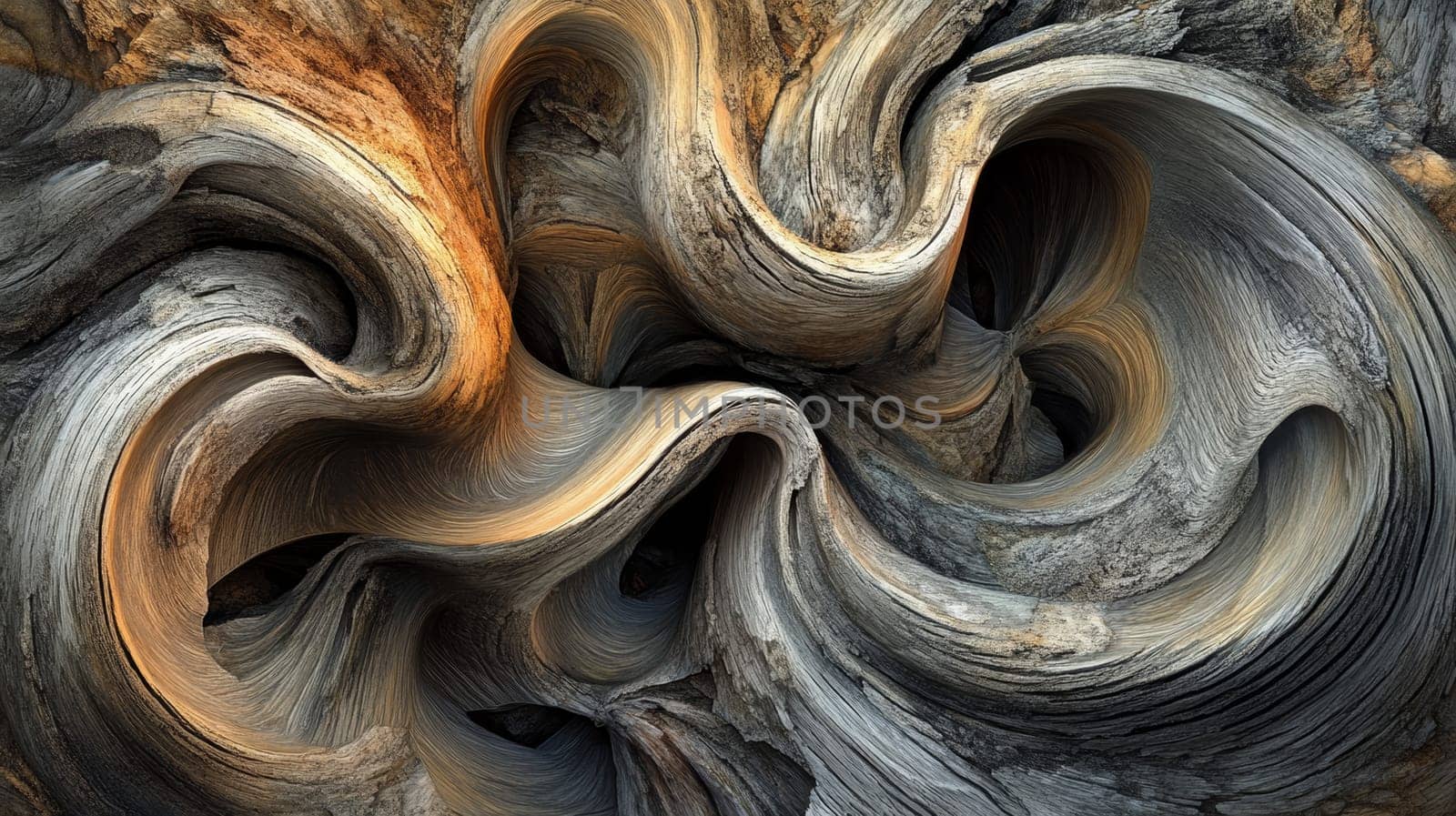 Abstract swirling patterns of weathered wood.