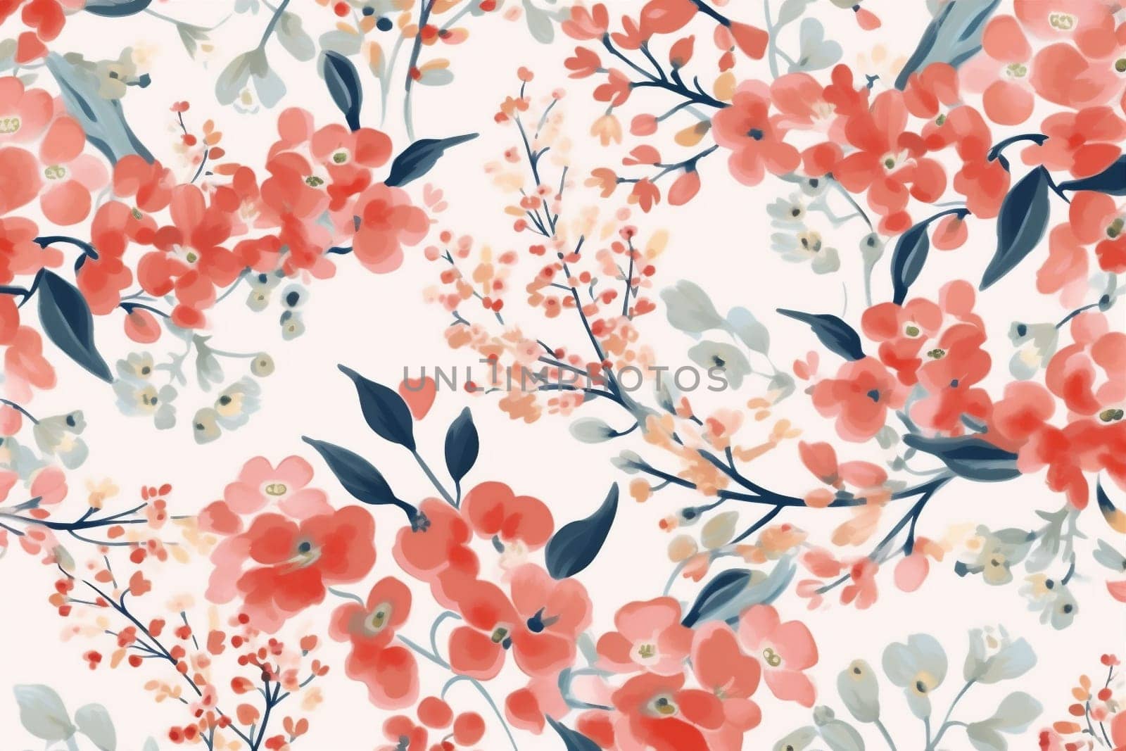 simple drawing textile pastel design fabric pink art flower nature abstract spring botanical leaf pattern seamless wallpaper summer bouquet beautiful. Generative AI.