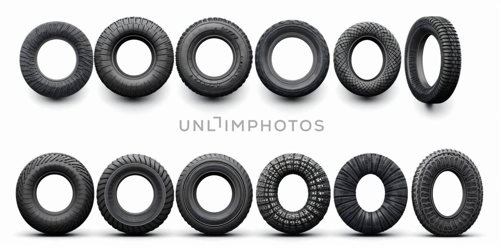isolated rubber tire wheel background tyre auto car object race automobile. Generative AI. by Vichizh