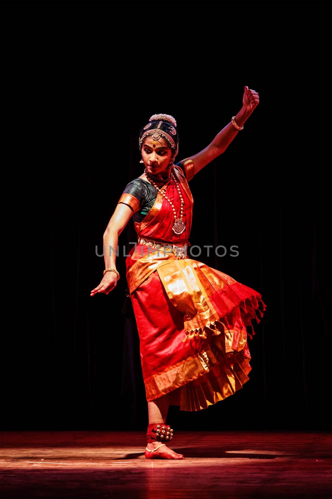 CHENNAI, INDIA - SEPTEMBER 28, 2009: Bharata Natyam dance performed by female exponent on September 28, 2009 in Chennai, India. Bharatanatyam is a classical Indian dance form originating in Tamil Nadu state