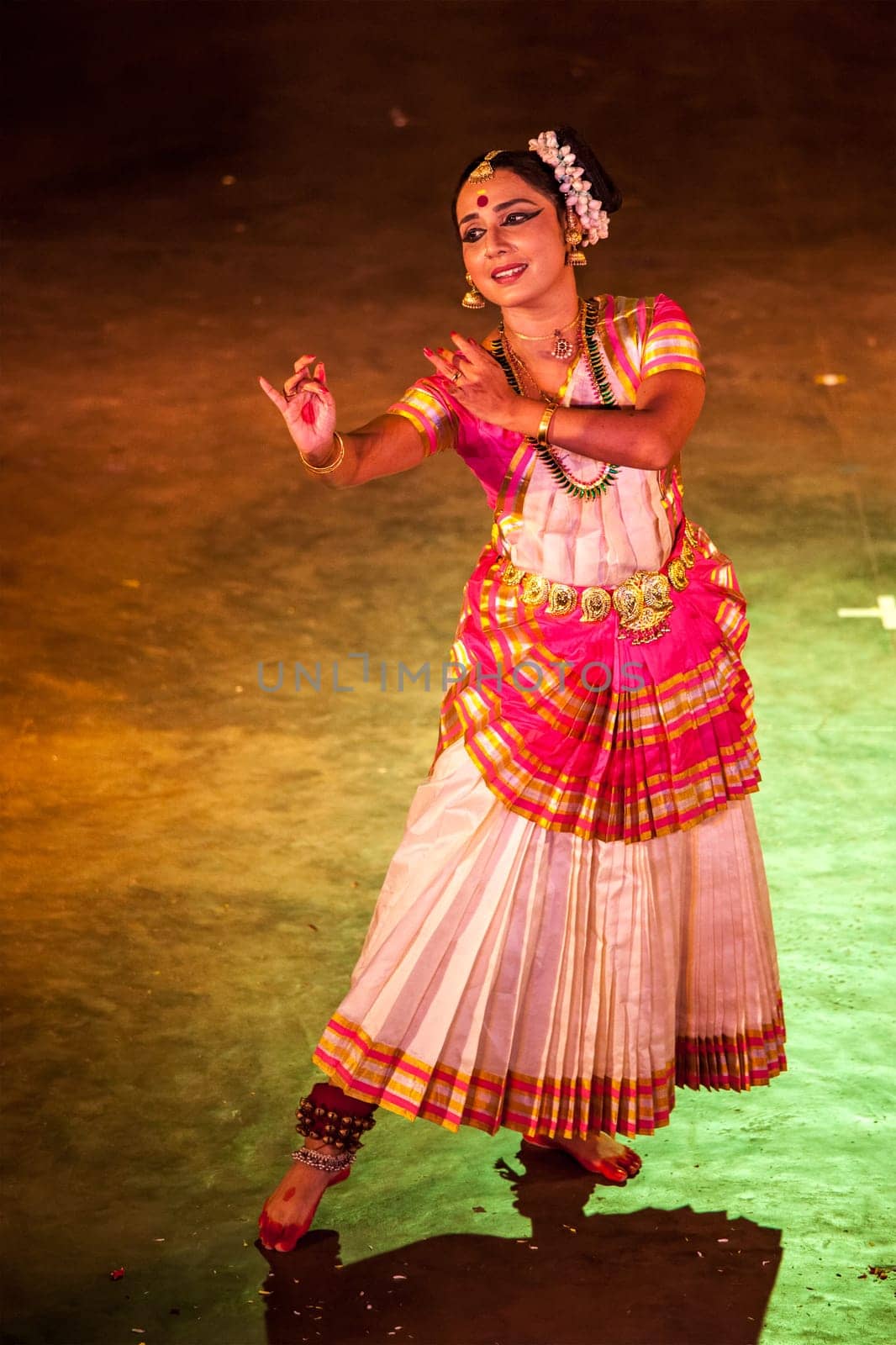 CHENNAI, INDIA - DECEMBER 12, 2010: Mohiniattam dance performed by female exponent on December 12, 2010 in Chennai, India. Mohiniattam is a classical Indian dance form originating in Kerala state