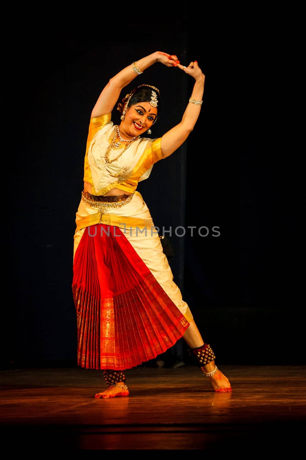 CHENNAI, INDIA - AUGUST 31, 2009: Bharata Natyam (Bharatanatyam - classical Indian dance) performance on August 31, 2009 in Chennai, Tamil Nadu, India. Exponent plays Draupadi character of Mahabharata epic