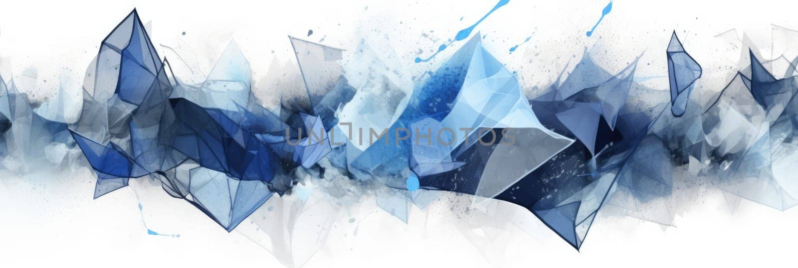 Abstract watercolor artwork mixed with buzzy geometric shapes for background of social media banner generative AI image