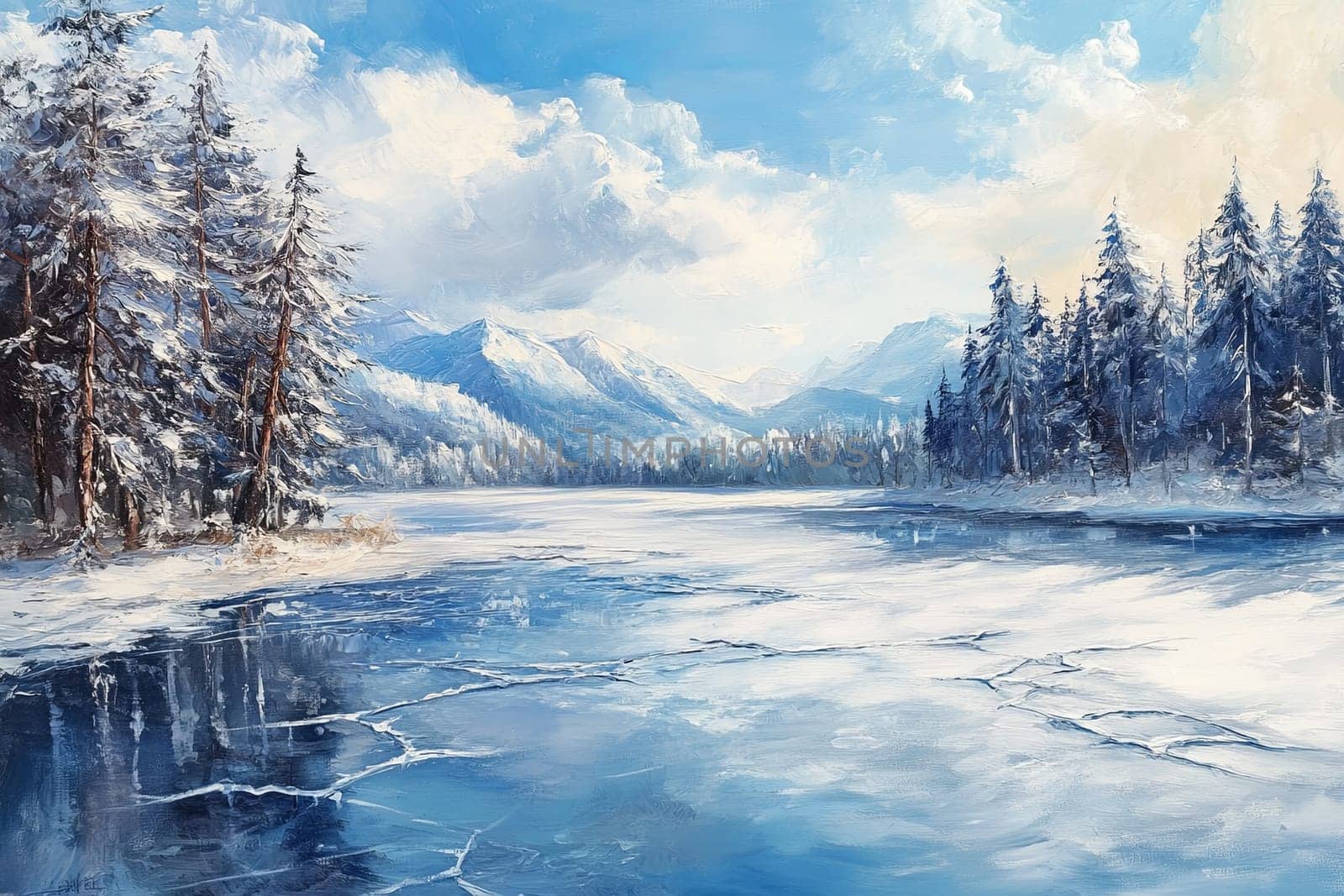 Mountain lake in early spring, thaw, drifting ice. High quality photo