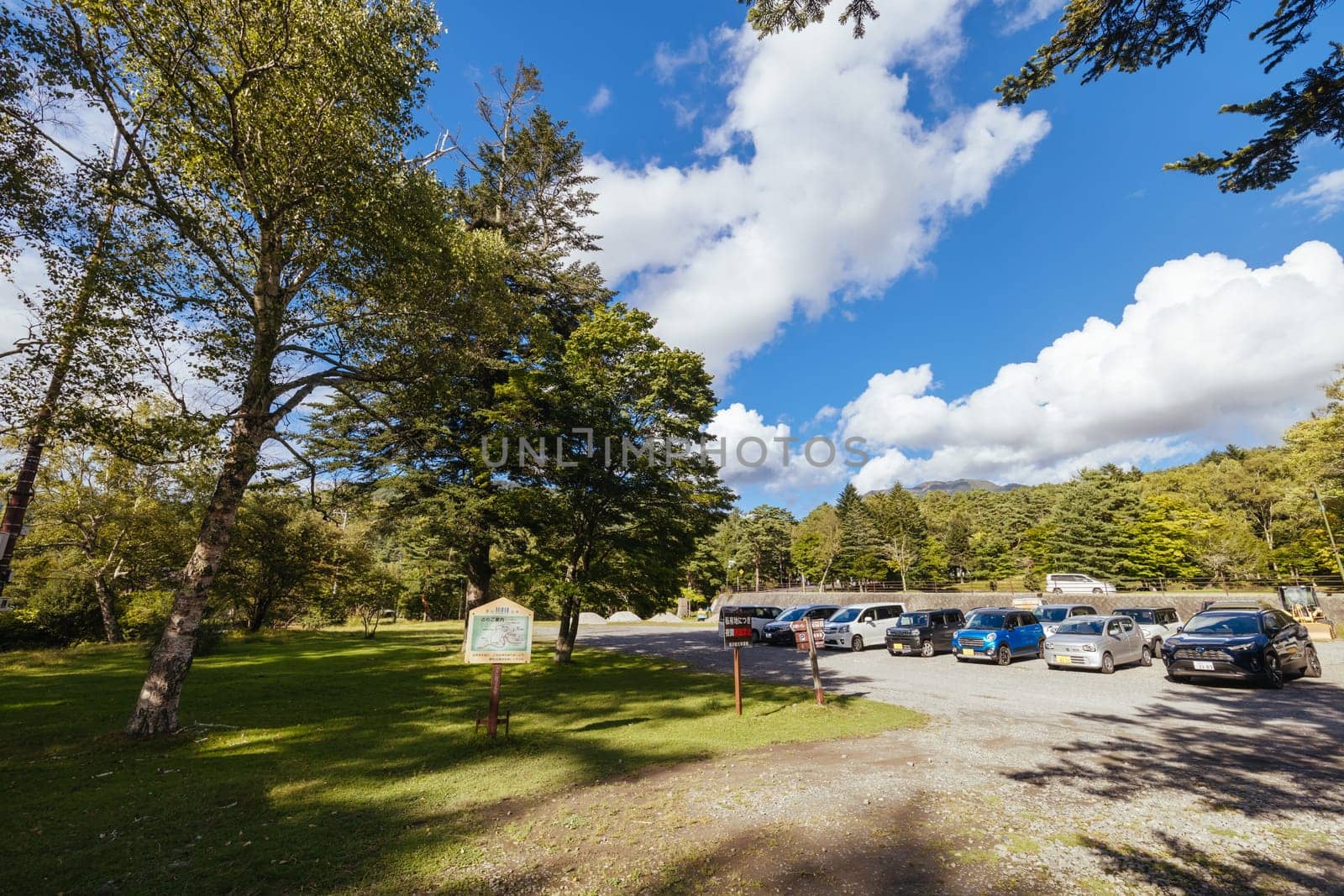 TATESHINA, JAPAN - SEPT 17TH, 2024: The township of Tateshina Resort near Tateshina Otaki Falls on the famous Venus Line road, famous as a scenic driving route in Japan