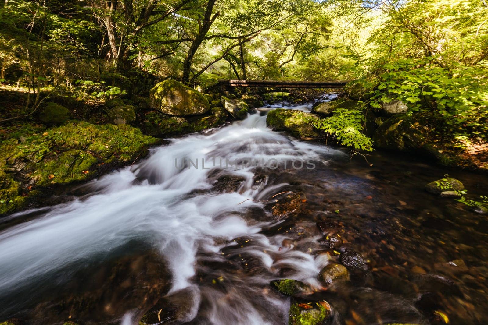 The magnificent Tateshina Otaki Falls on the famous Venus Line road, famous as a scenic driving route in Japan