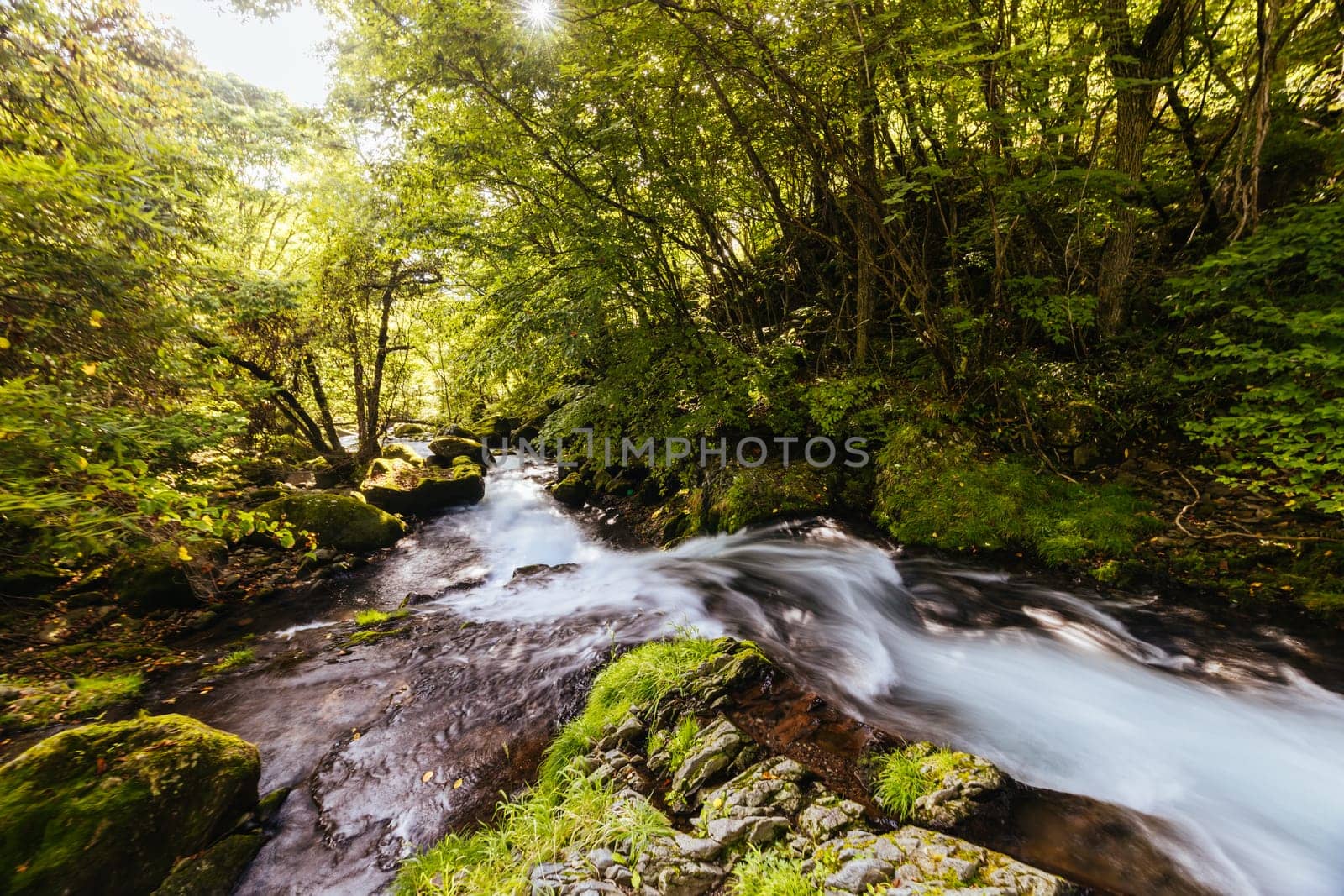 The magnificent Tateshina Otaki Falls on the famous Venus Line road, famous as a scenic driving route in Japan