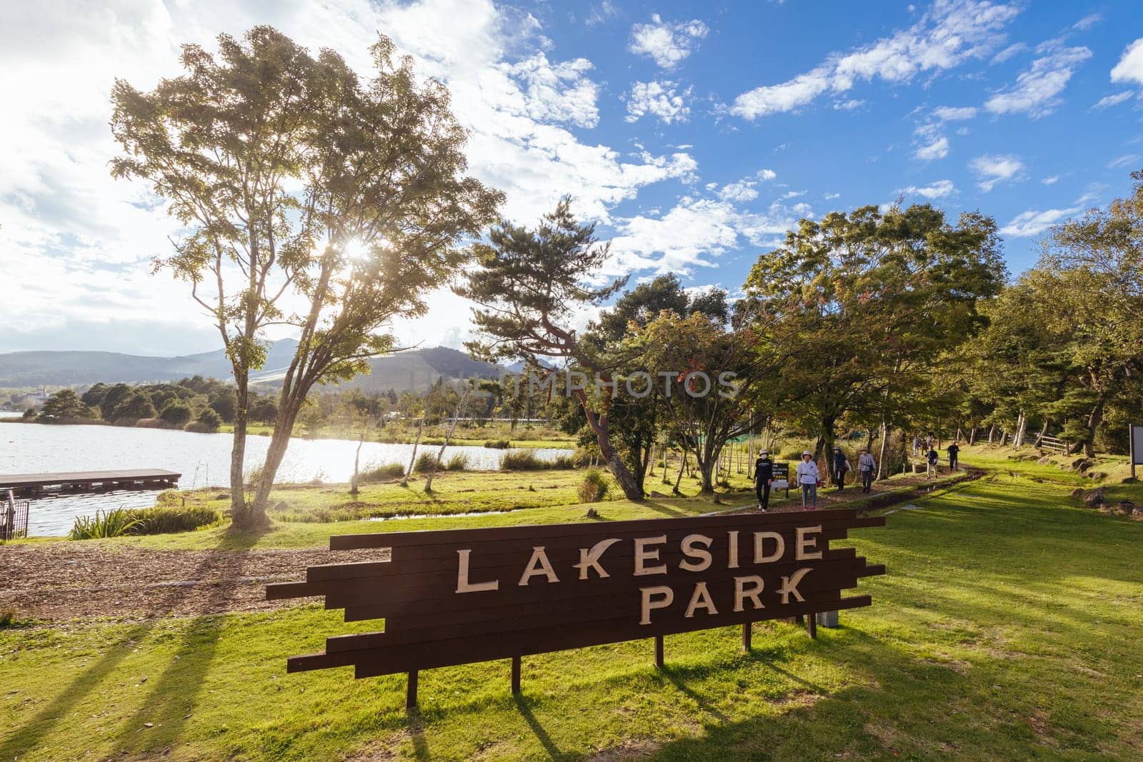 SHIRAKABA LAKE, JAPAN - SEPT 17, 2024: The township of Shirakaba Lake on a warm autumn afternoon on the famous Venus Line road, famous as a scenic driving route in Japan