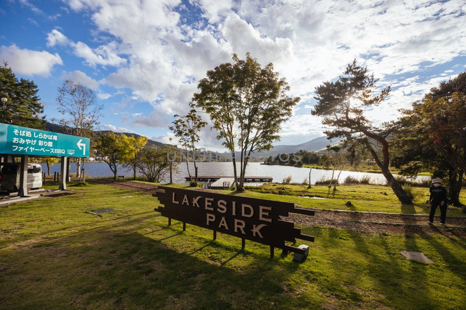 SHIRAKABA LAKE, JAPAN - SEPT 17, 2024: The township of Shirakaba Lake on a warm autumn afternoon on the famous Venus Line road, famous as a scenic driving route in Japan