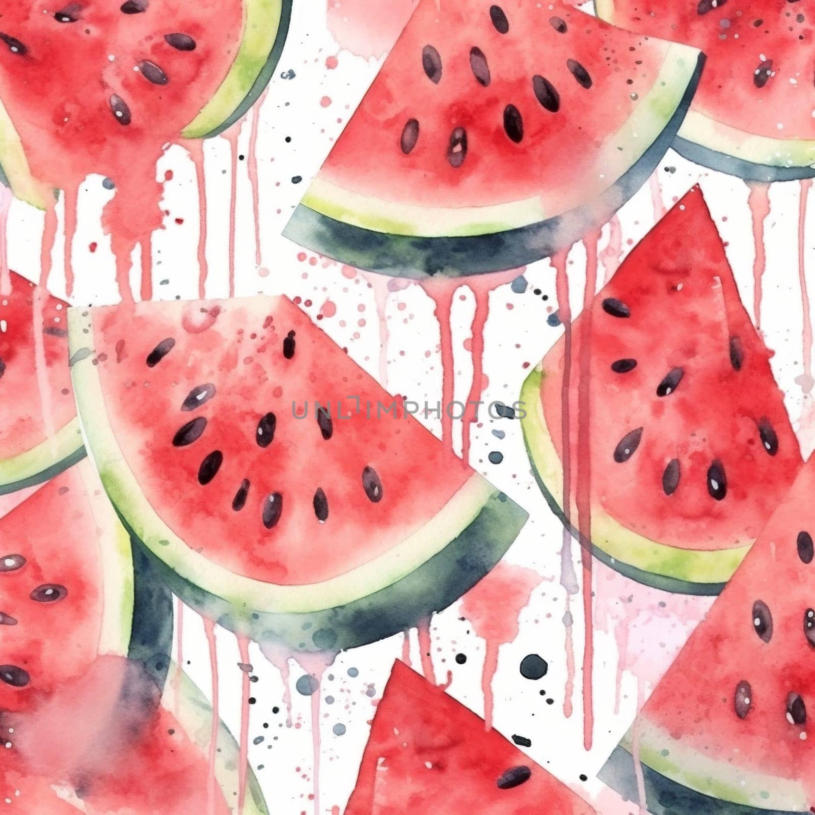 Watercolor image of juicy watermelon.