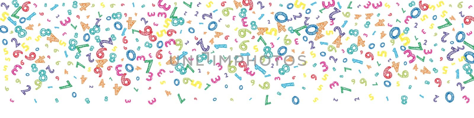 Flying latin letters. Colorful childish scattered charachters of English alphabet. Foreign languages study concept. Back to school banner .