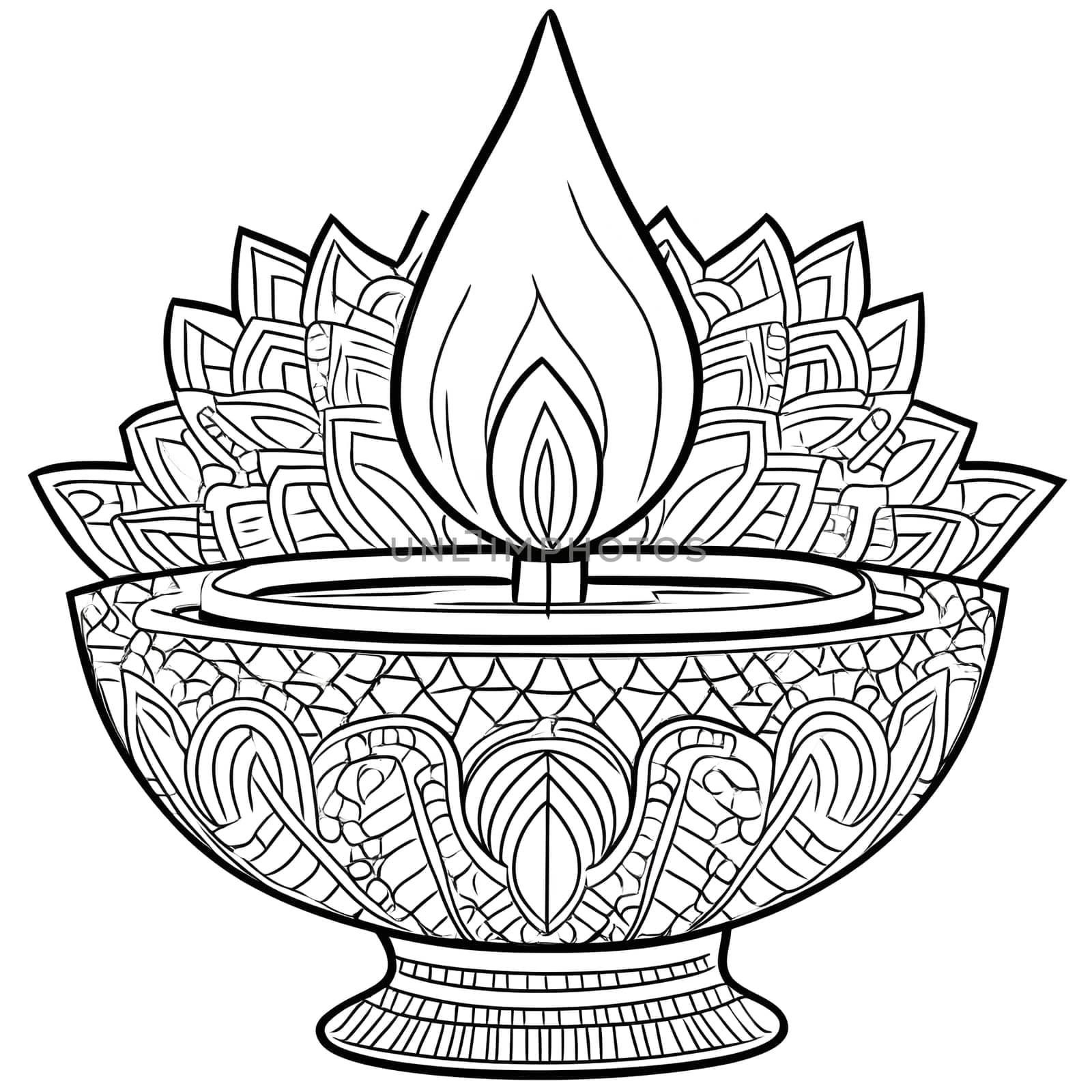 A meticulously detailed illustration of a candle with an elaborate mandala design. The flame is symbolic of light, hope, and faith.