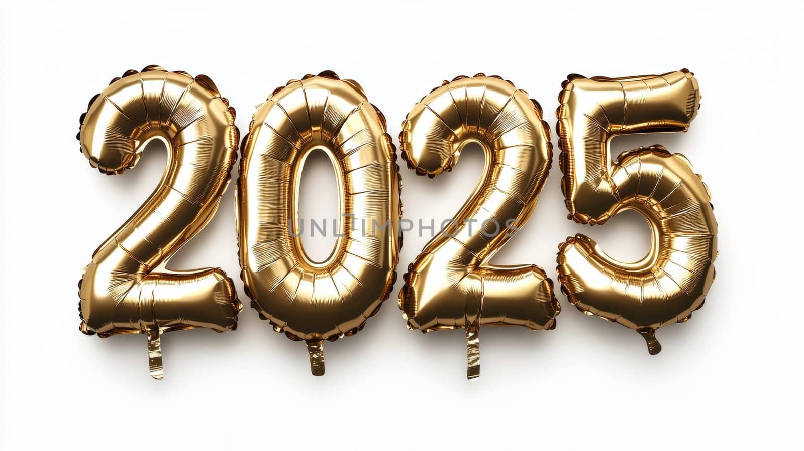 2025. Happy New Year. Balloons in the shape of numbers 2025. High quality photo