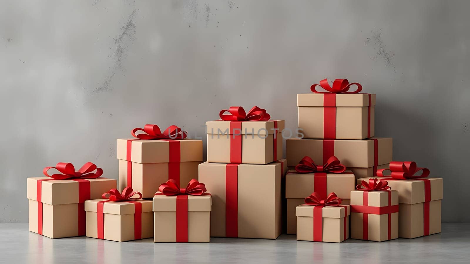 pile of wrapped christmas gifts on blue background, generative ai. High quality photo