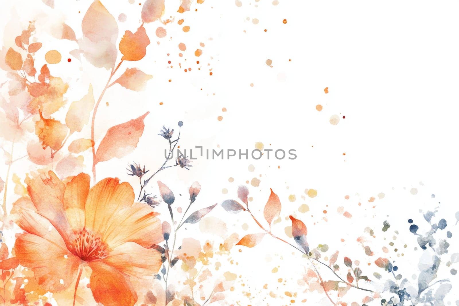 Flowers painted with watercolors on a white background. High quality photo