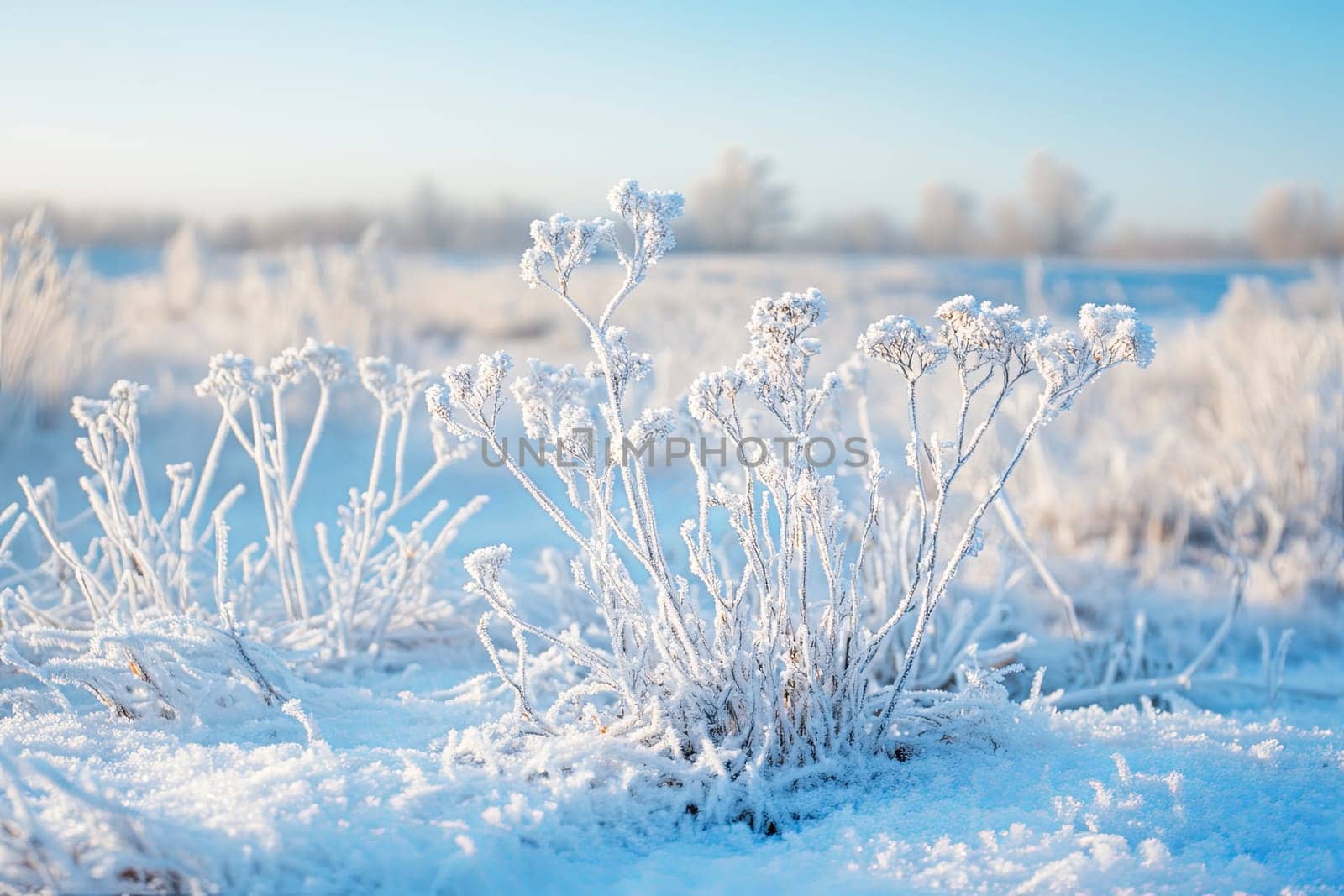Delicate blue flowers covered with frost. Night frosts. Early winter. High quality photo