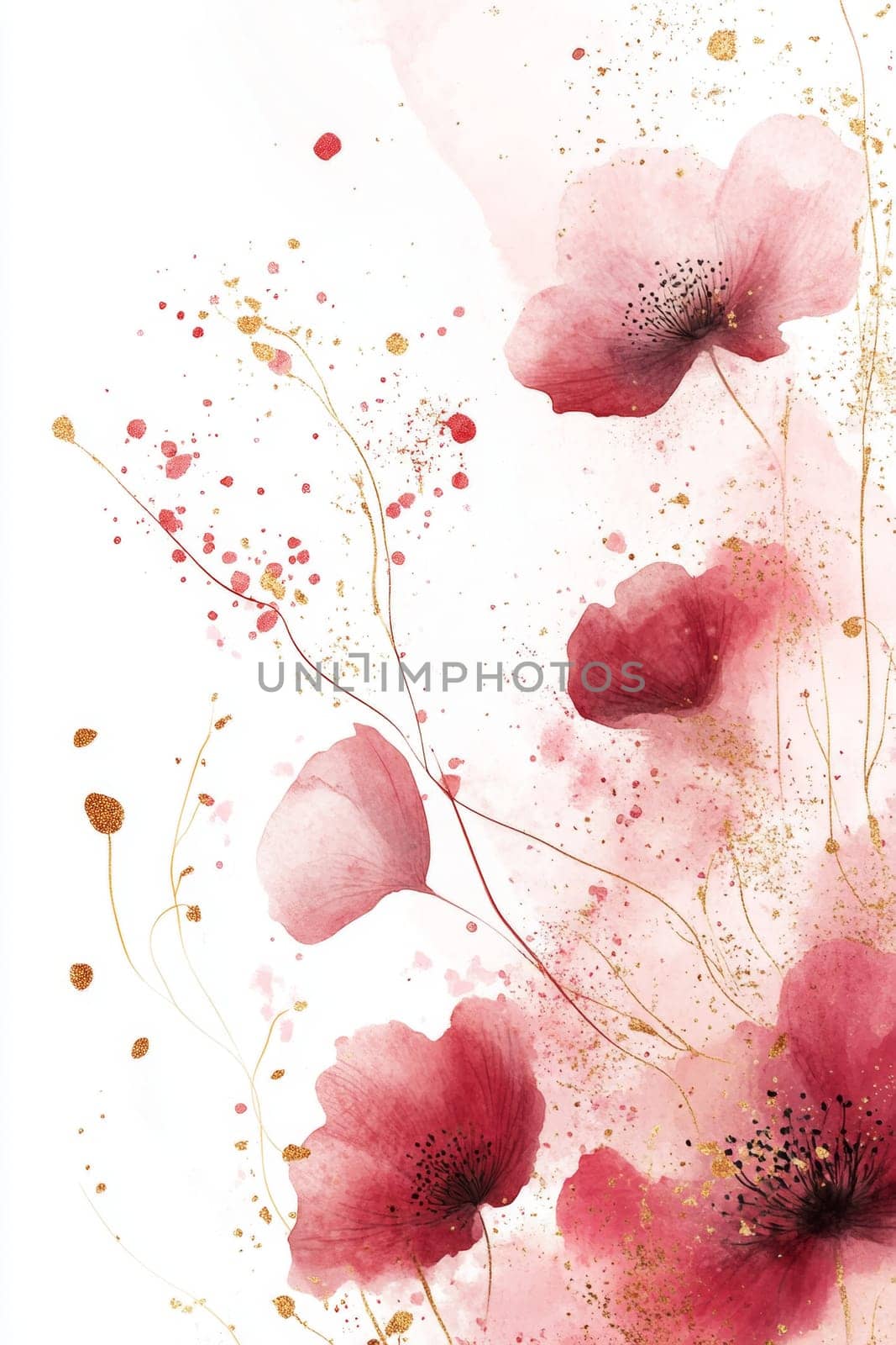 Flowers painted with watercolors on a white background. High quality photo