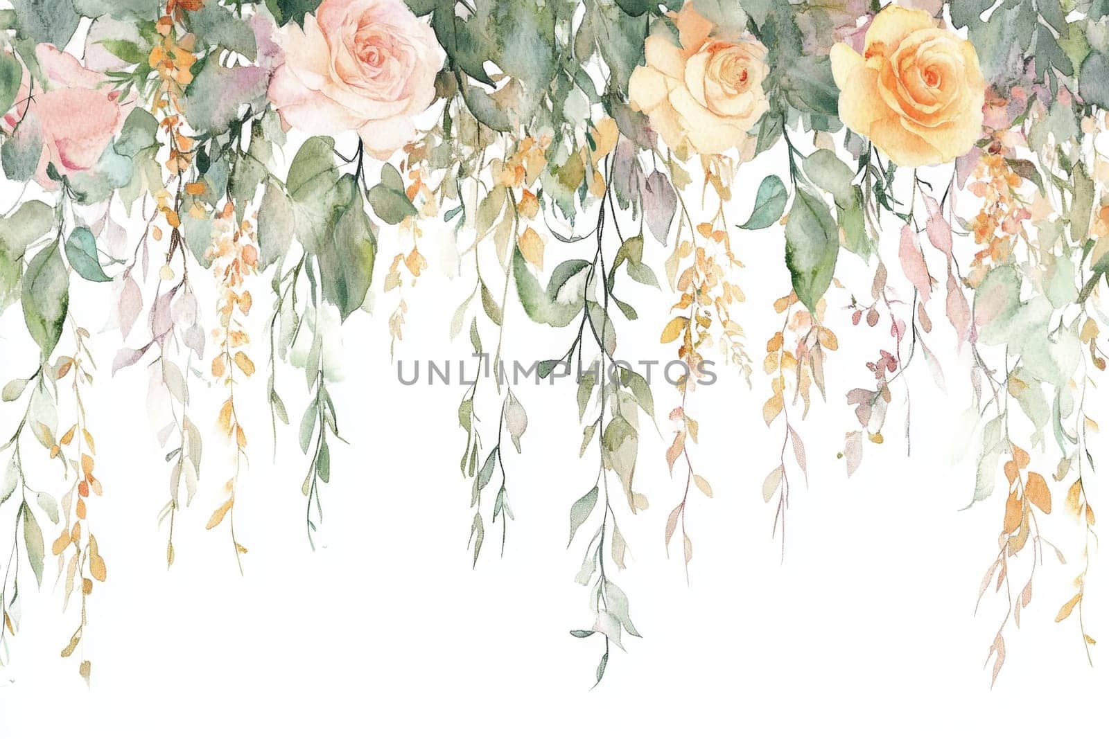 Flowers painted with watercolors on a white background. High quality photo