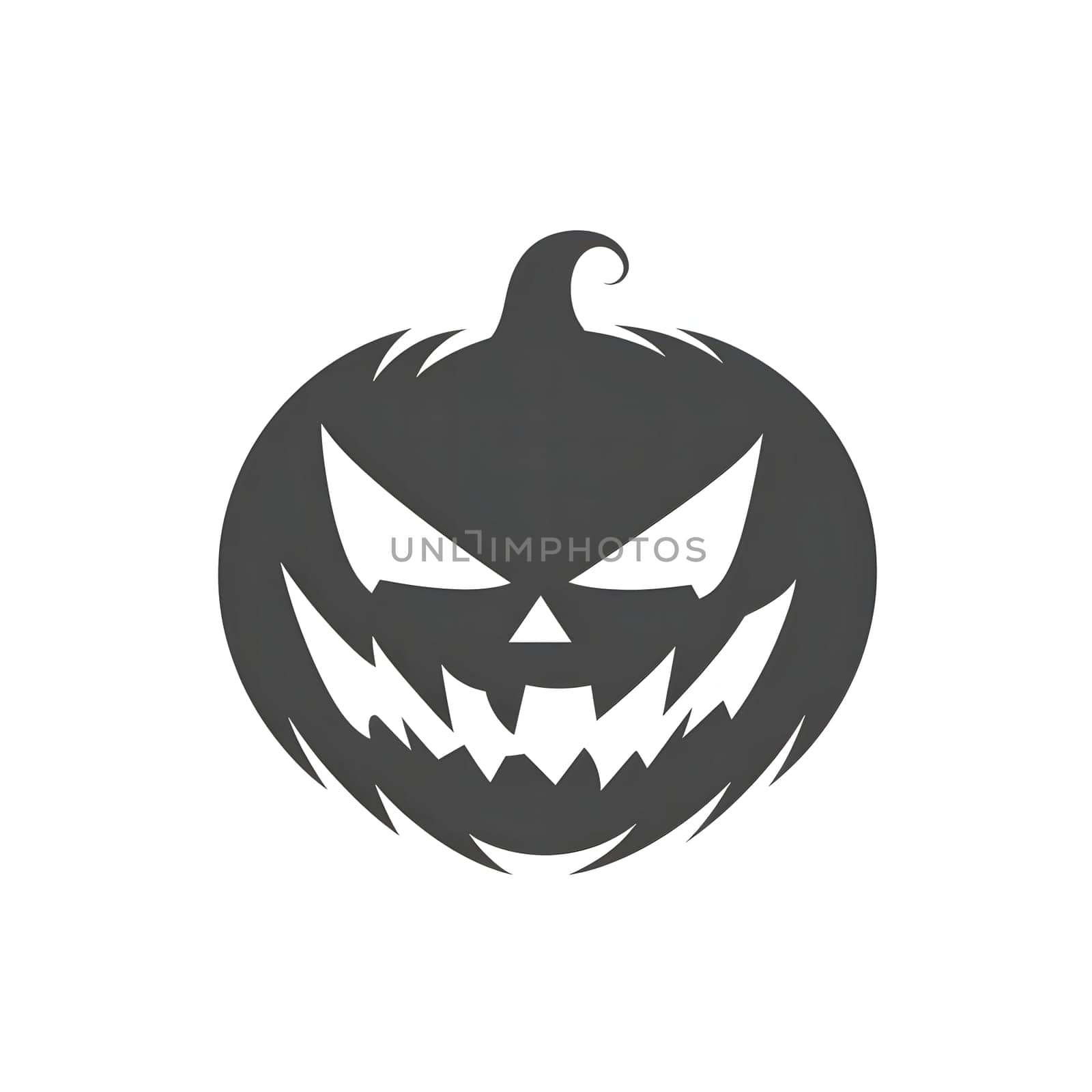 A scary black and white silhouette of a jack-o-lantern with a menacing grin.