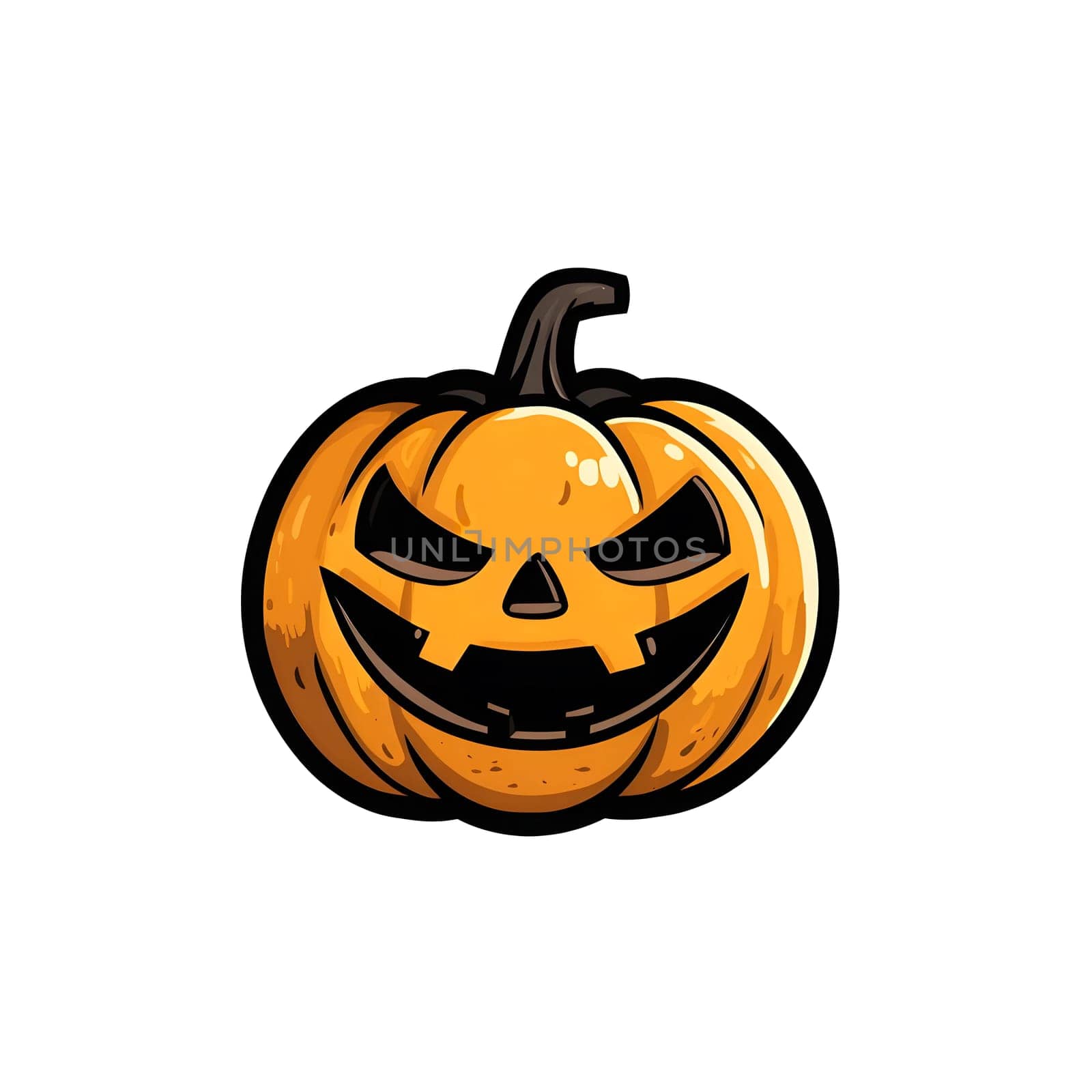 A detailed illustration of a jack-o'-lantern with a menacing grin, perfect for Halloween decorations and seasonal designs.