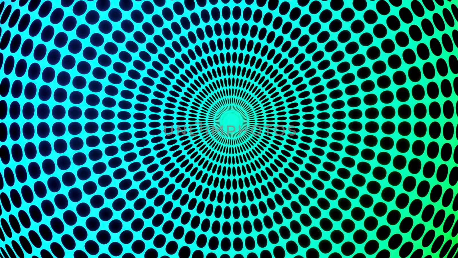 Hypnotic background with dots rotating from center. Design. Bright background with hypnotic rotating circles of dots. Psychedelic and hypnotic background with dotted lines in circles.