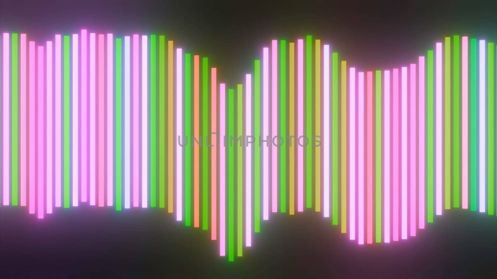 Band of audio spectrum of colorful lines. Design. Colorful equalizer line with stripes on black background. Beautiful equalizer moving with lines.