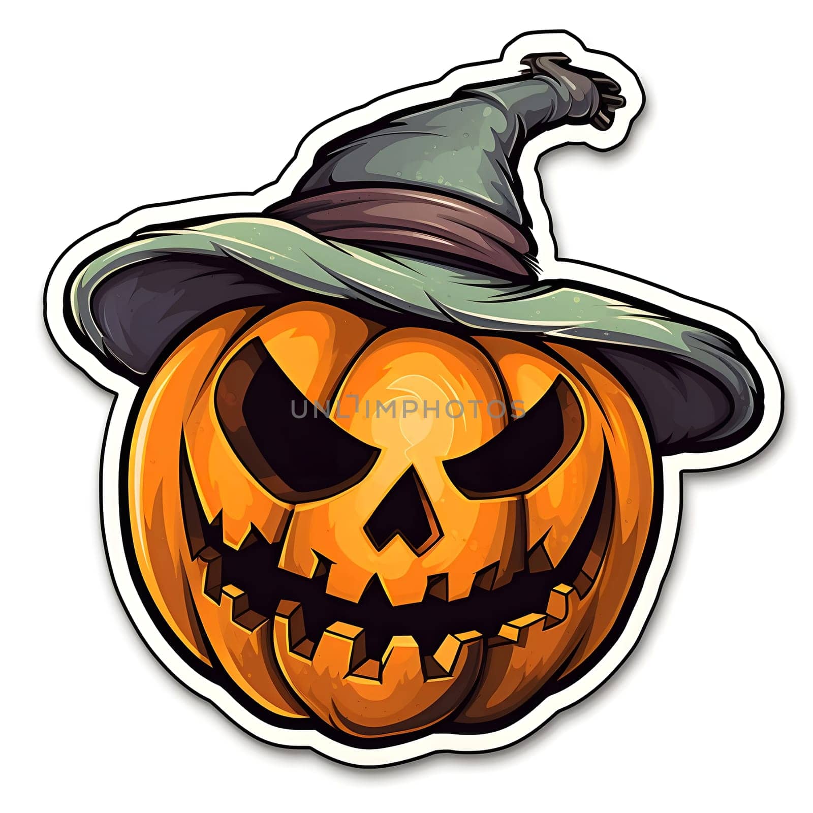 A spooky jack-o-lantern with a witch hat on. This illustration is perfect for halloween decorations or for any spooky project!