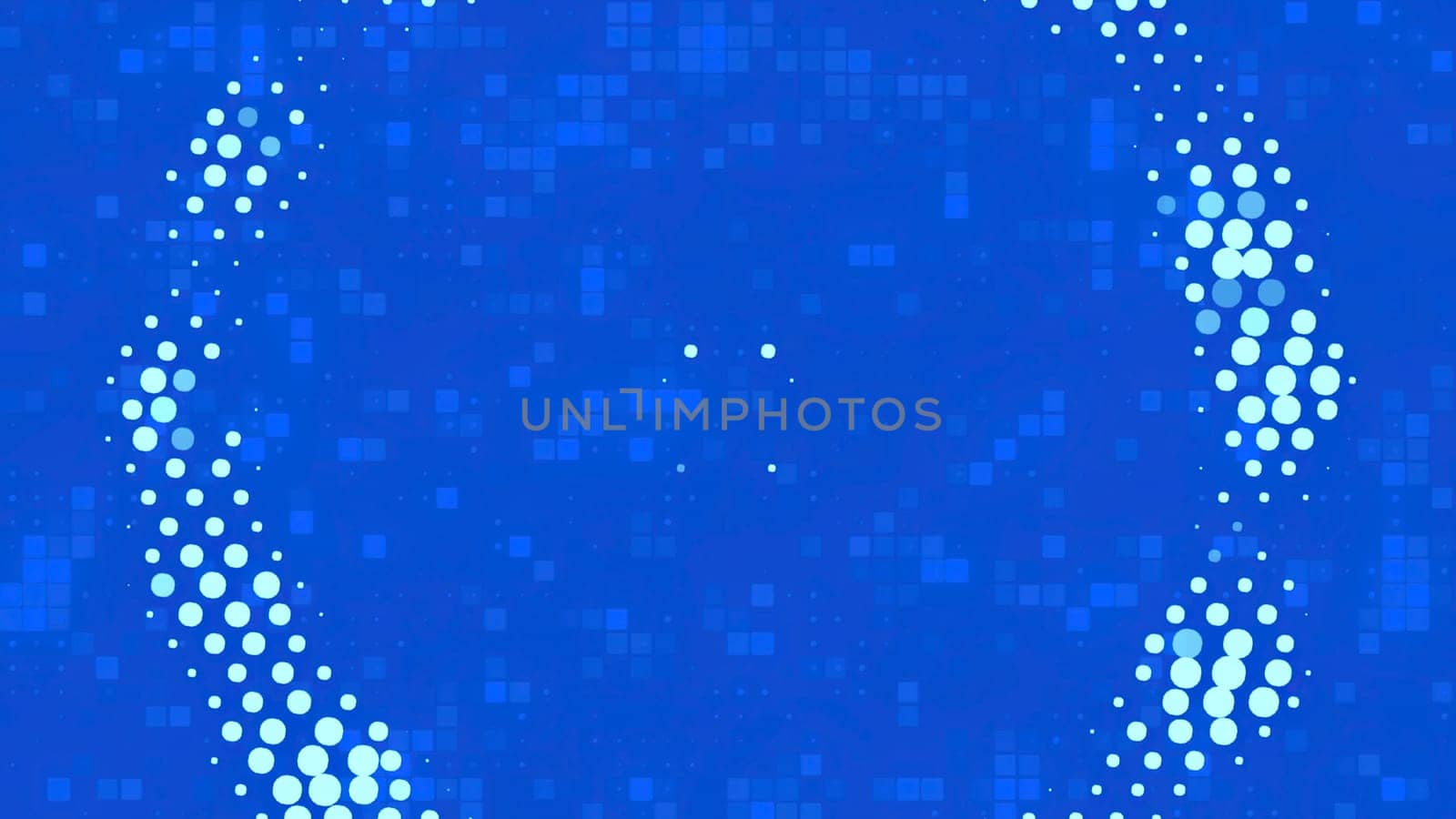 Blue background.Motion.Bright white circles in animation that create patterns and oscillate. High quality 4k footage