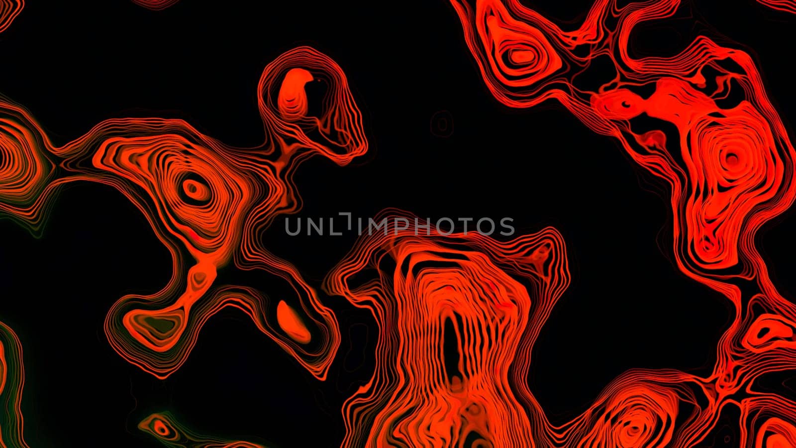 Spots of energy plasma on black background. Design. Moving spots with electronic 3d layers. Electronic plasma spots move and connect on black background.