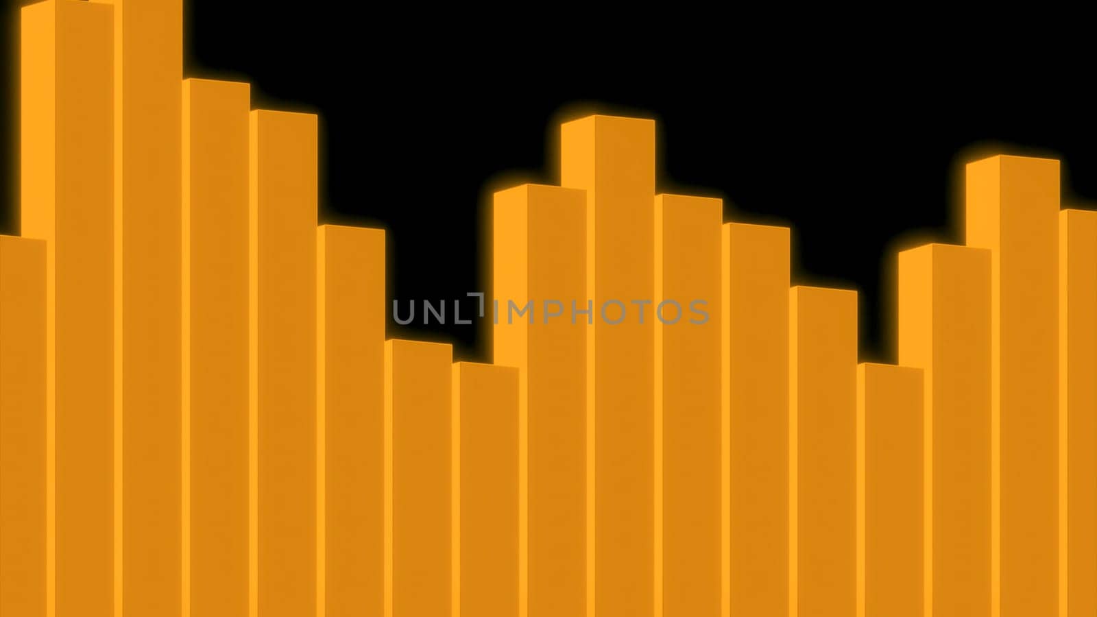 Speaker equalizer. Design. Colorful columns of 3D lines move to beat of music. Cubic equalizer on black background.