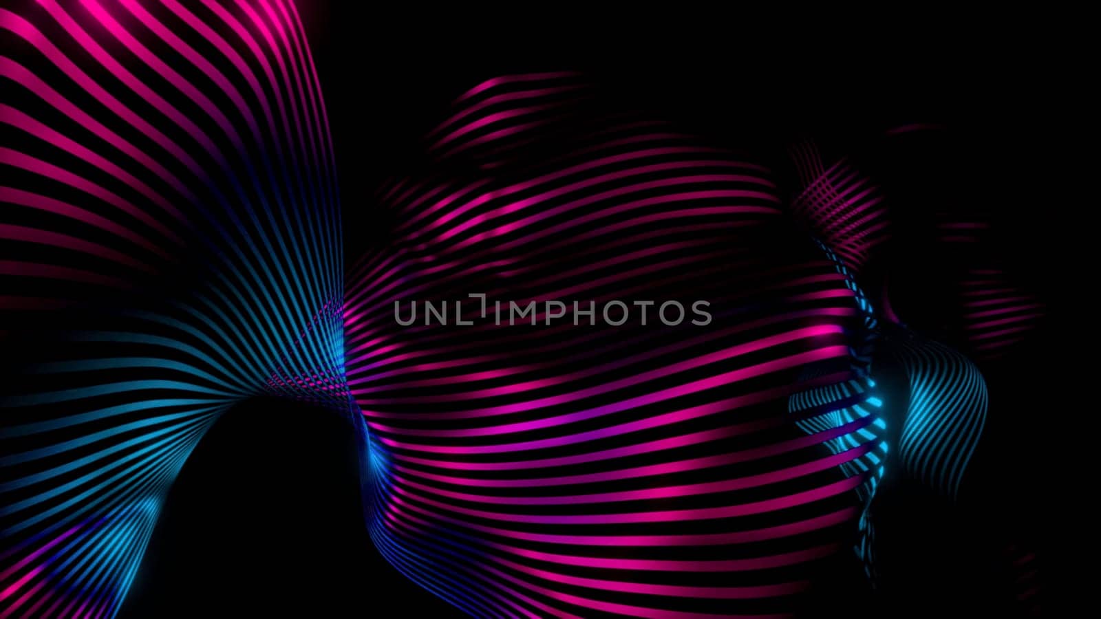 Realistic wavy movement of thing digital texture looking like fabric. Design. Striped fibres cloth isolated on a black background
