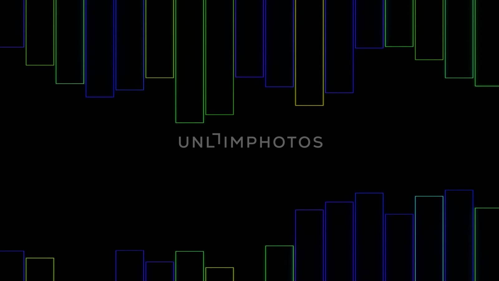 Audio waveform equalizer on a black background. Design. Vertical silhouettes of bars moving up and down