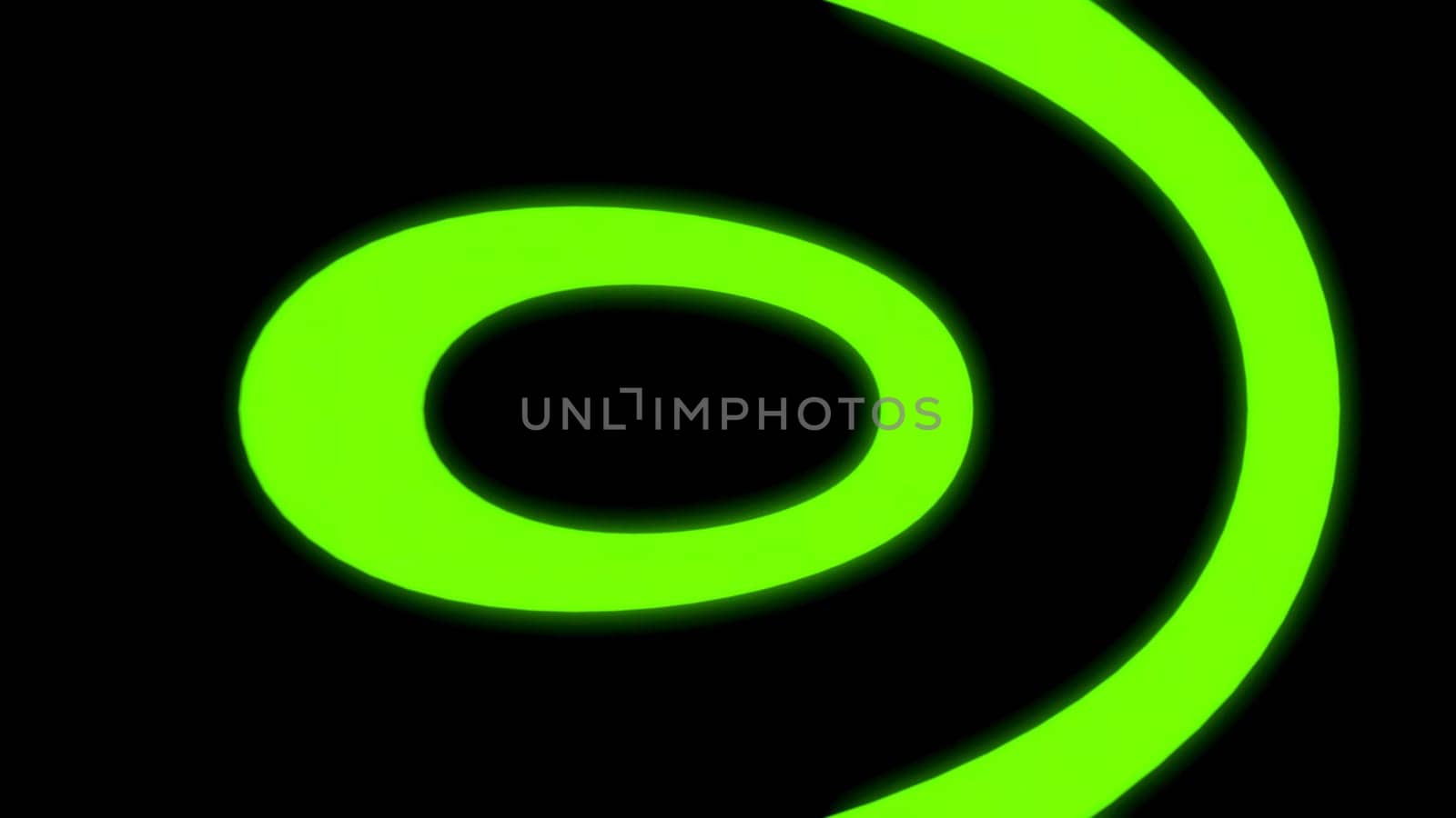 Background with moving liquid pattern of ovals. Design. Neon ovals flow in stream on black background. Stream of moving geometric ovals.