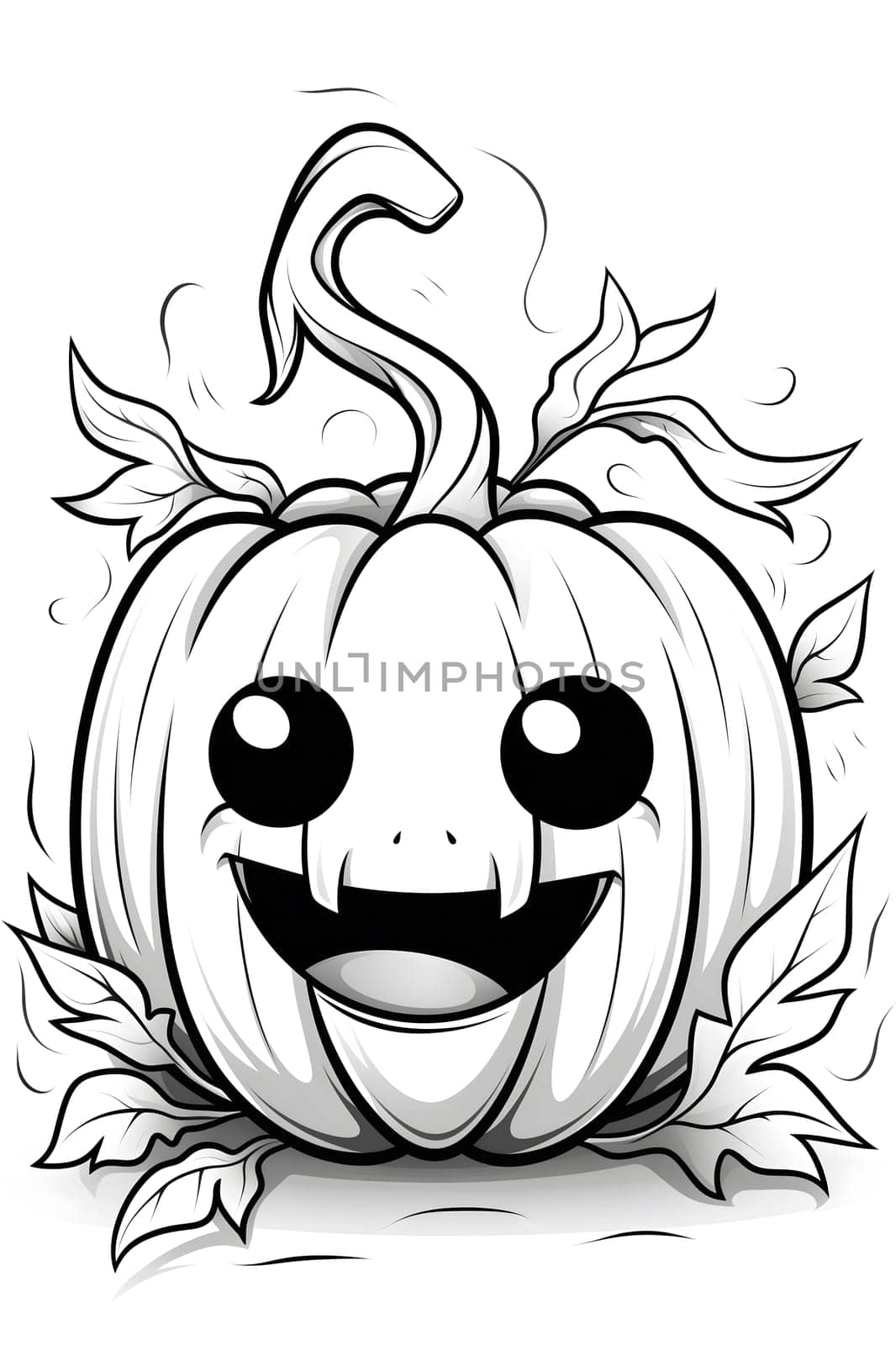 A cute cartoon pumpkin with a big smile, perfect for Halloween decorations or illustrations.
