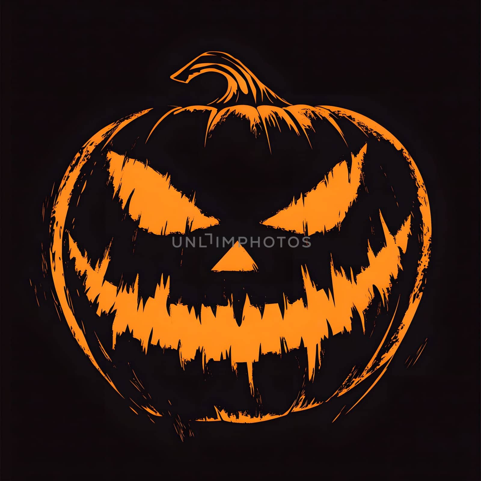 A scary jack-o'-lantern with a wide grin and evil eyes, perfect for celebrating Halloween.