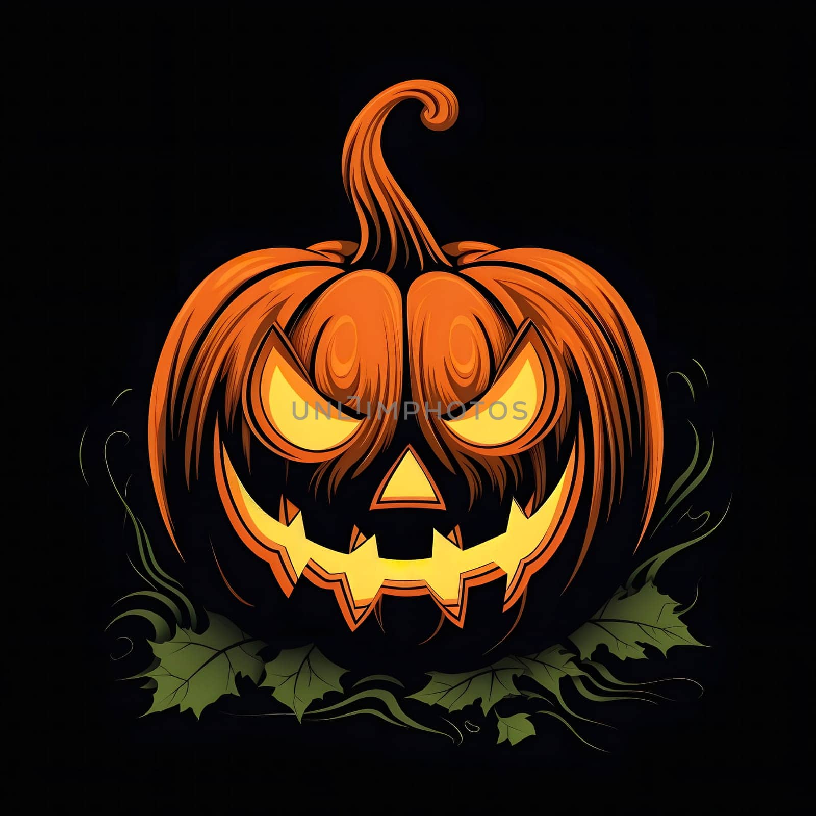 A scary jack-o-lantern with a menacing grin, ready to celebrate Halloween