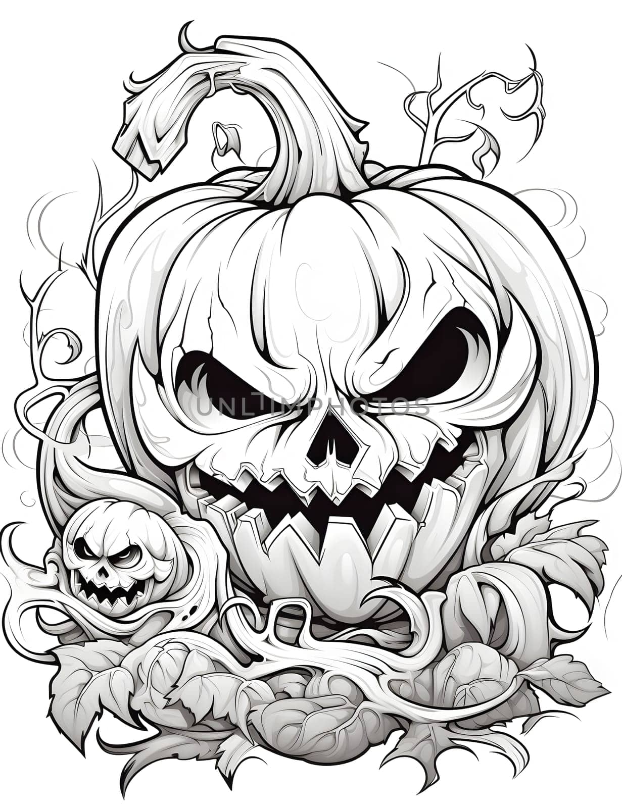 A spooky jack-o'-lantern with a menacing grin, perfect for Halloween decor.