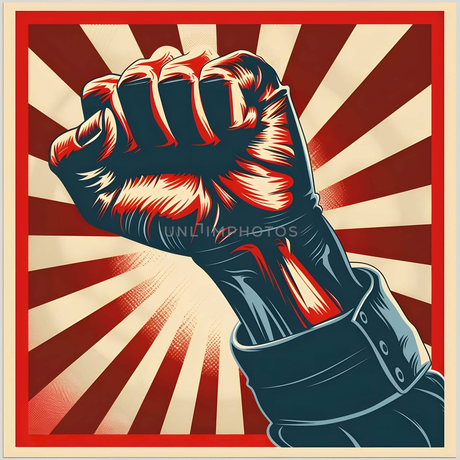 A powerful image of a clenched fist raised high, symbolizing strength, resistance, and unity.