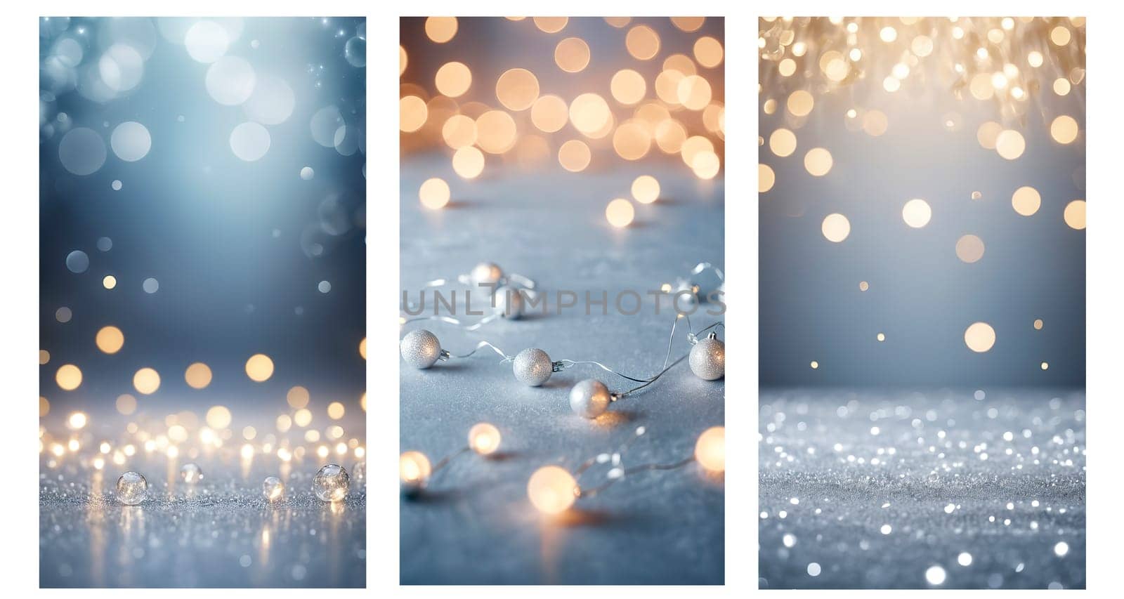 Festive blurred festive abstract background of Christmas lights . Vertical decorative wallpaper.Copy space. Used for digital backgrounds, cards and social media stories.